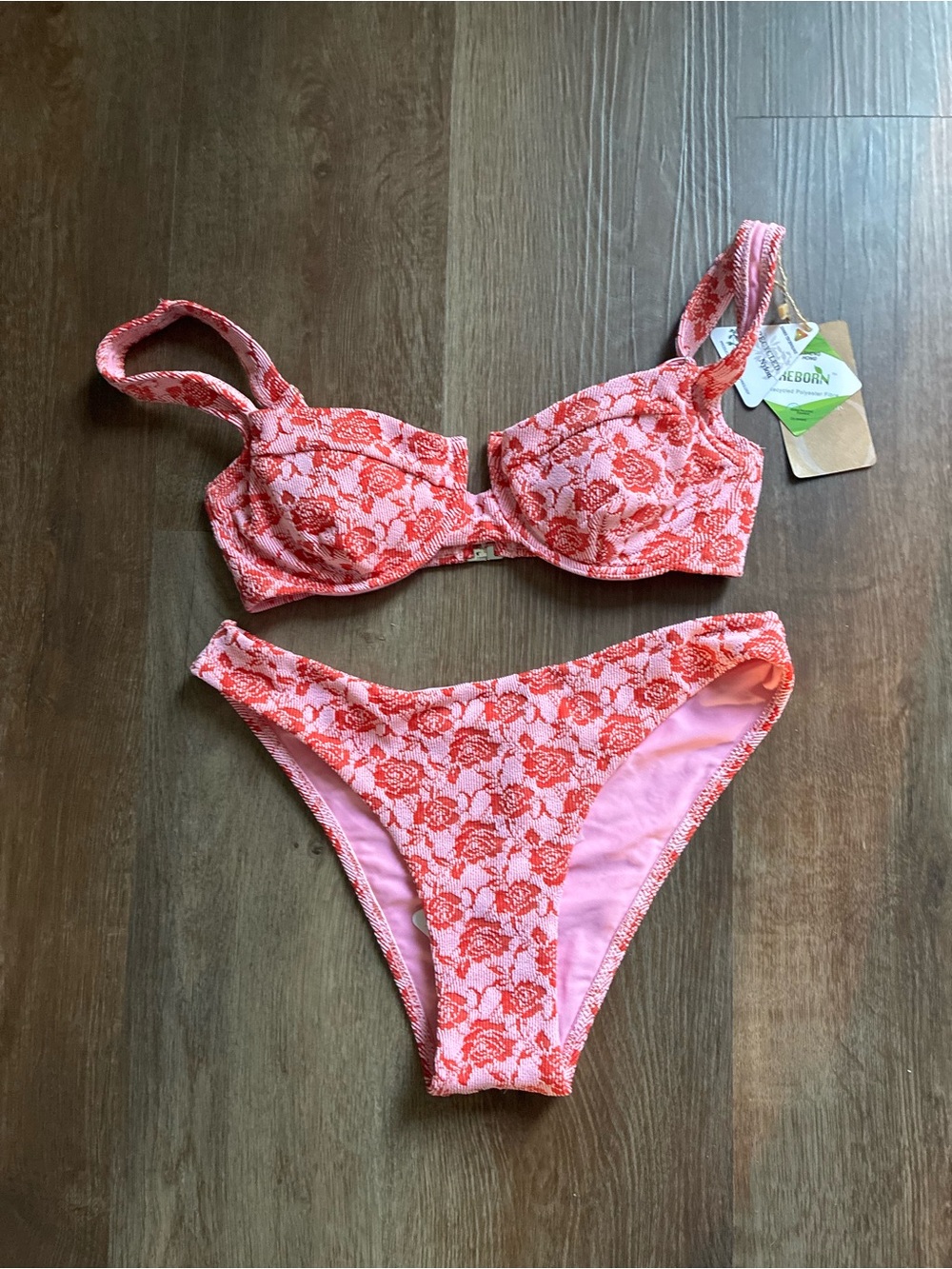 Floral Scoop Underwire Bikini Top Size S and High-Cut Bottoms Sise M - Picture 6 of 12